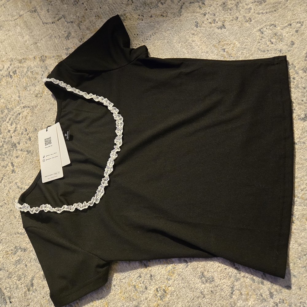 New With Tags Black Top with White Trim